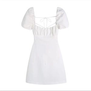 NWT White Linen Tie Up Back Mini Dress, M